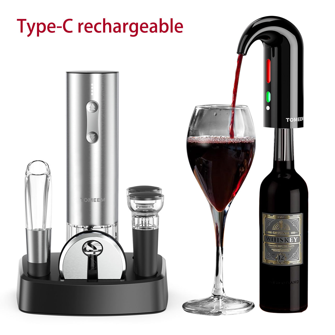 TOMEEM 6-in-1 Electric Wine Bottle Opener